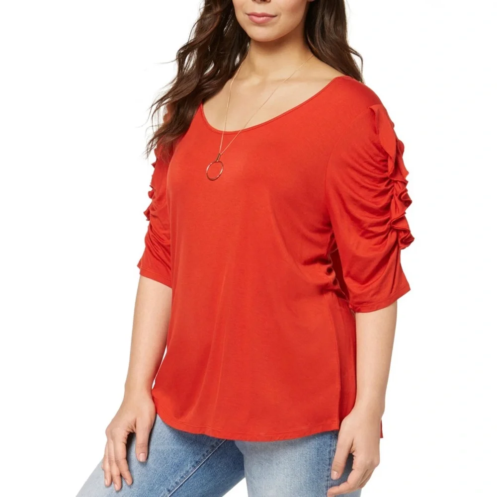 Love Scarlett Womens Ruffle Sleeve Pullover Blouse - Picture 1 of 6
